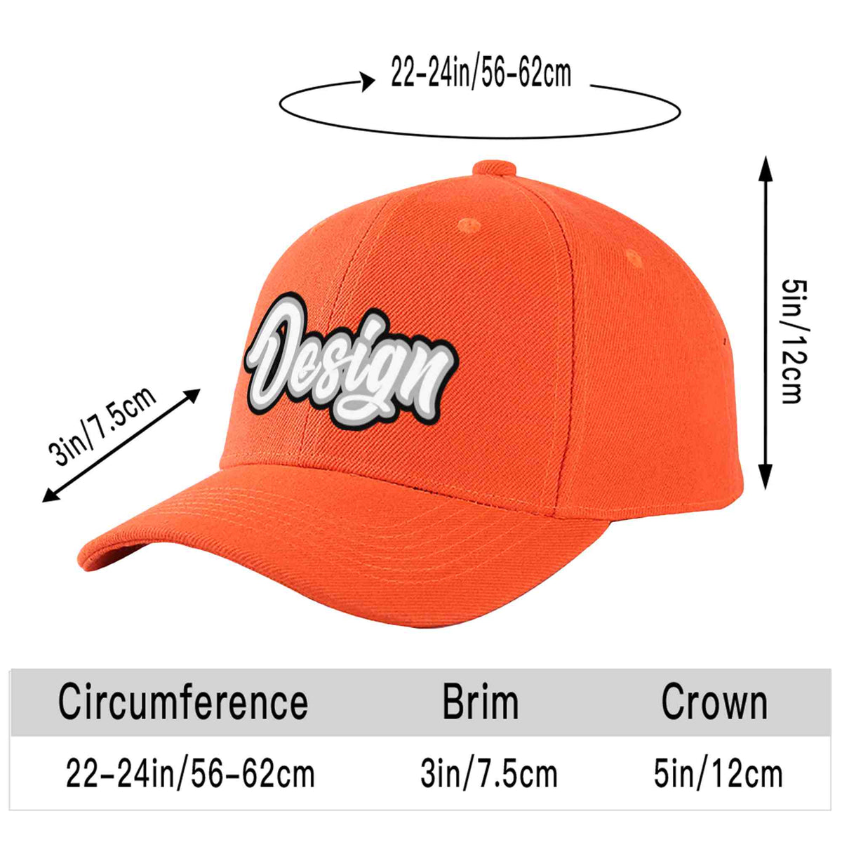 Custom Tangerine White-Gray Curved Eaves Sport Design Baseball Cap