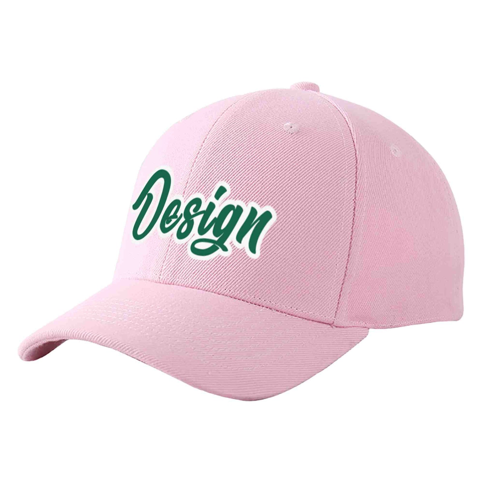 Custom Pink Kelly Green-White Curved Eaves Sport Design Baseball Cap