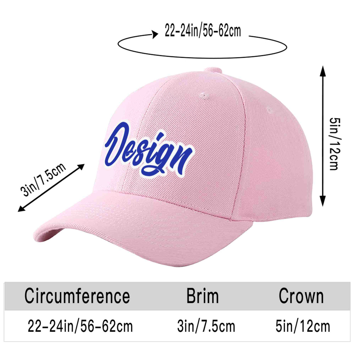 Custom Pink Royal-White Curved Eaves Sport Design Baseball Cap