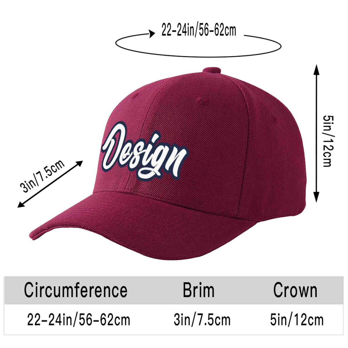 Custom Red Wine White-Navy Curved Eaves Sport Design Baseball Cap