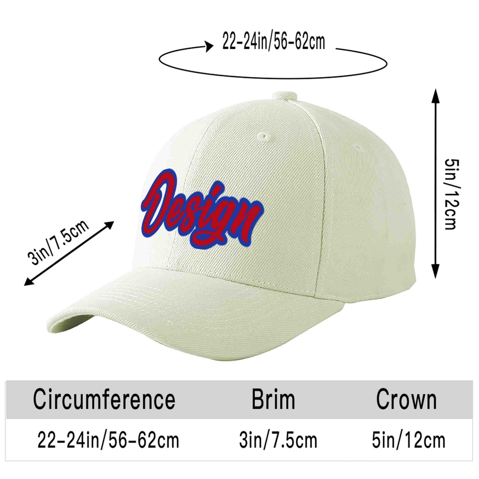 Custom Cream Red-Royal Curved Eaves Sport Design Baseball Cap