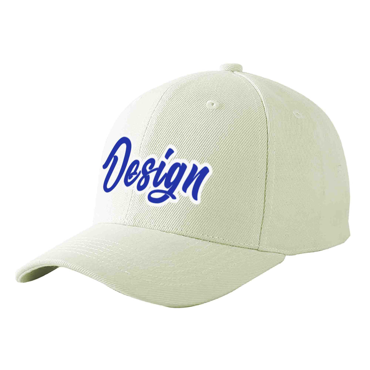 Custom Cream Royal-White Curved Eaves Sport Design Baseball Cap