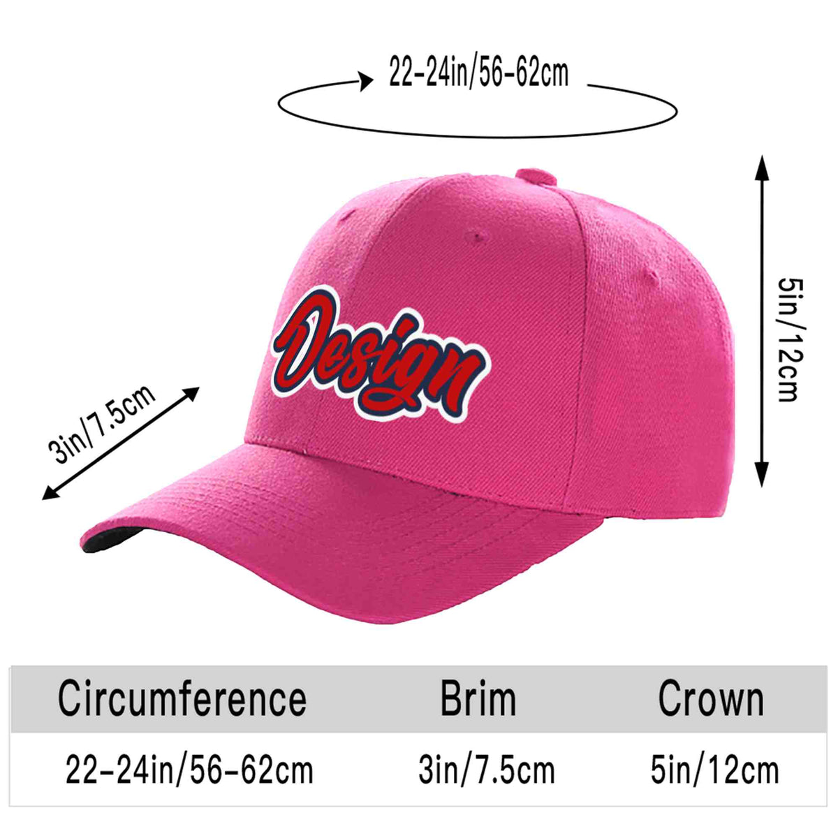 Custom Rose Red Red-Navy Curved Eaves Sport Design Baseball Cap