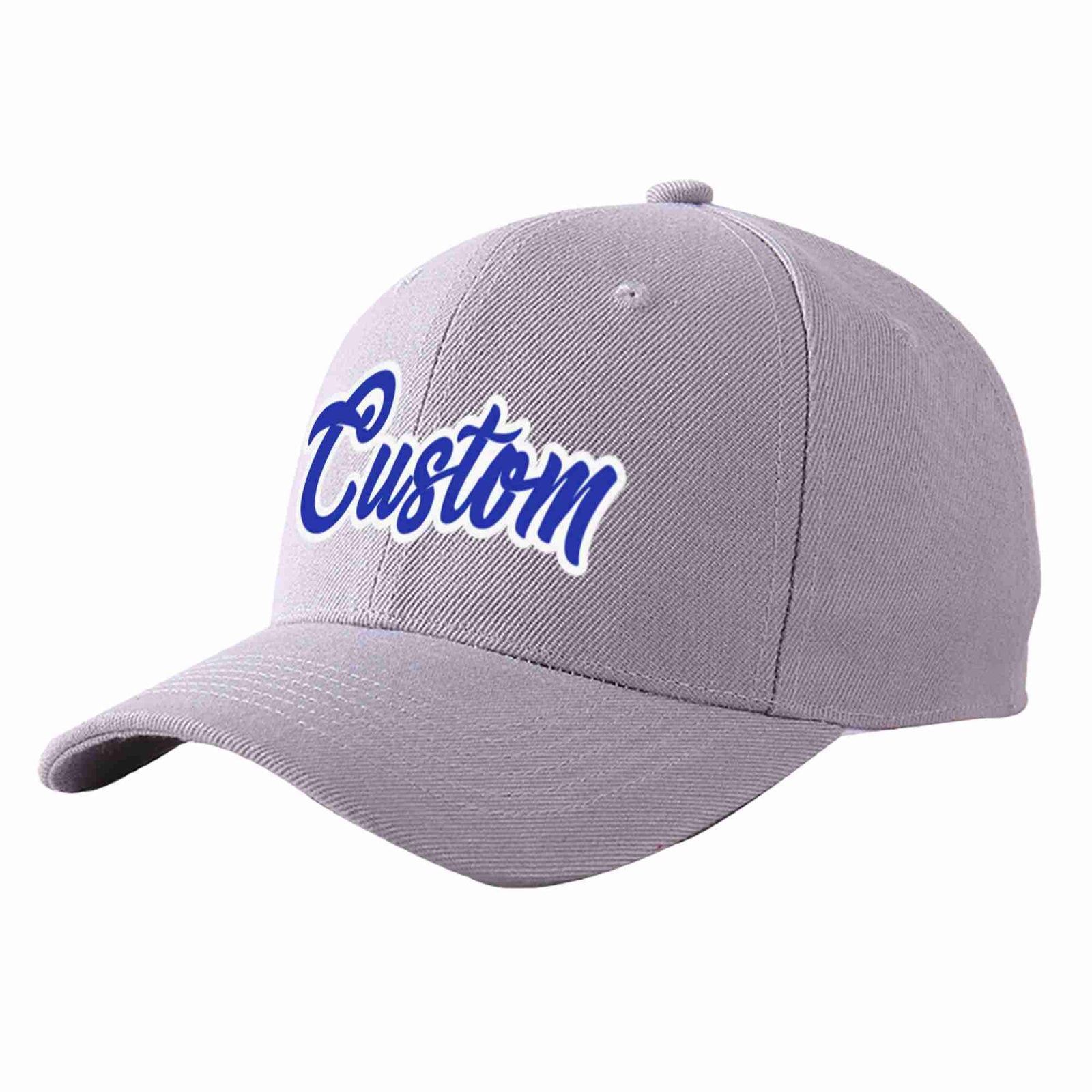 Custom Gray Royal-White Curved Eaves Sport Baseball Cap Design for Men/Women/Youth
