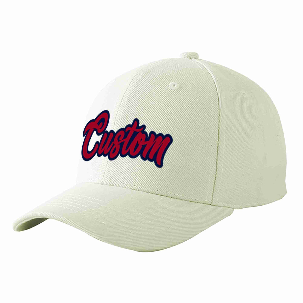 Custom Cream Red-Navy Curved Eaves Sport Baseball Cap Design for Men/Women/Youth