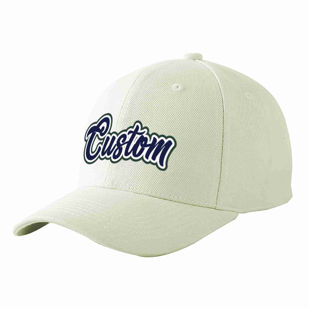 Custom Cream Navy-White Curved Eaves Sport Baseball Cap Design for Men/Women/Youth