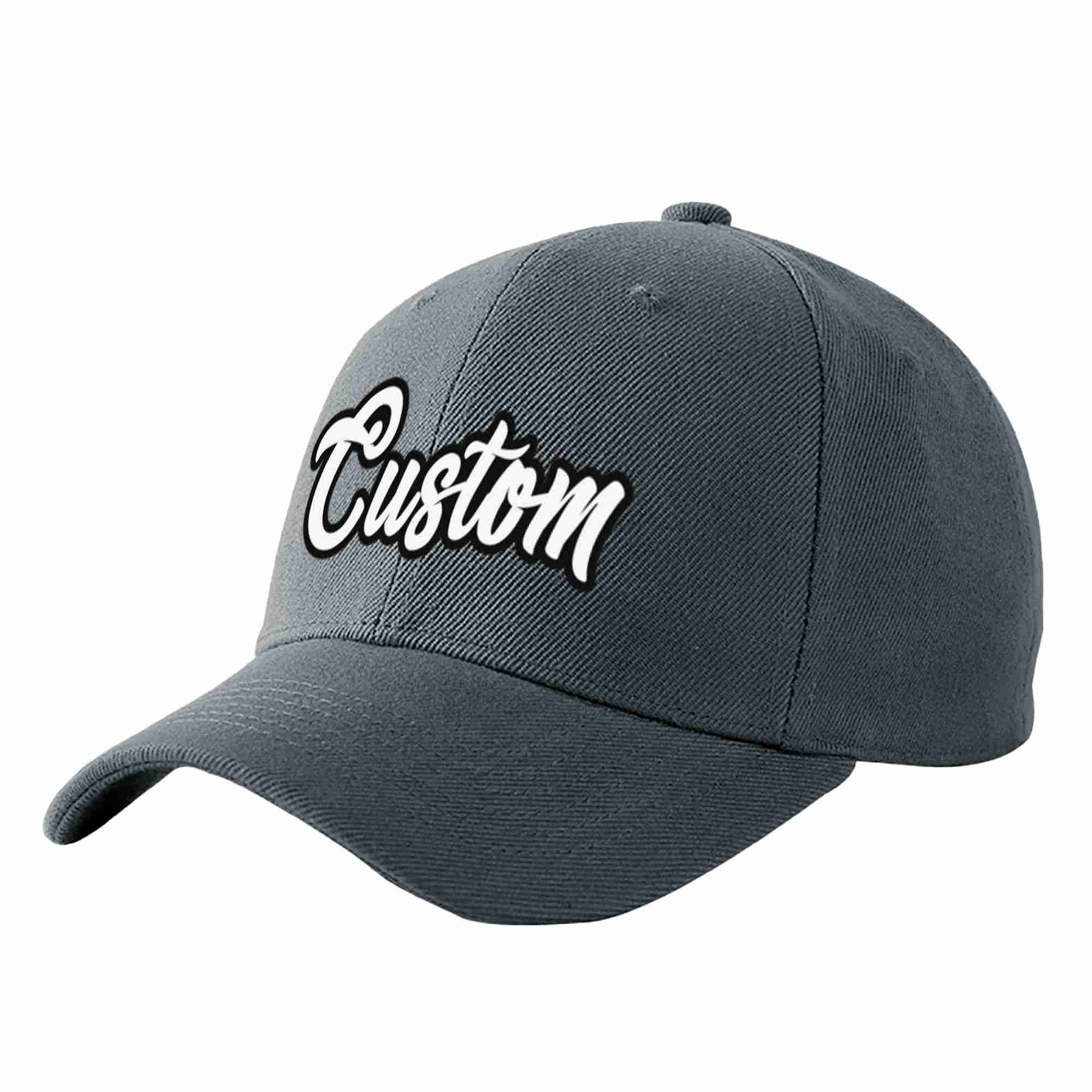 Custom Dark Gray White-Black Curved Eaves Sport Baseball Cap Design for Men/Women/Youth