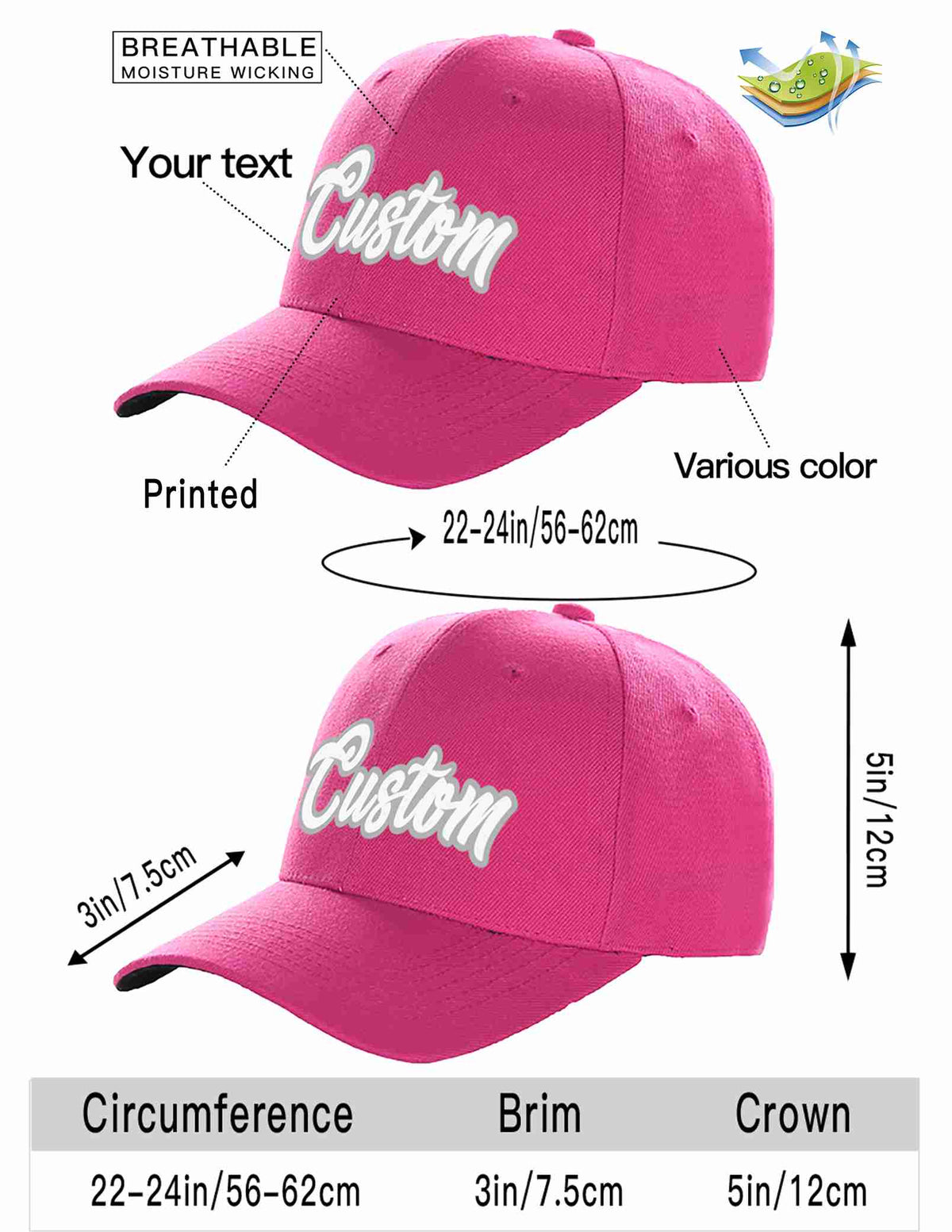 Custom Rose Red White-Gray Curved Eaves Sport Baseball Cap Design for Men/Women/Youth