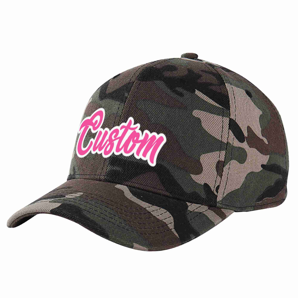 Custom Camo Pink-White Curved Eaves Sport Baseball Cap Design for Men/Women/Youth