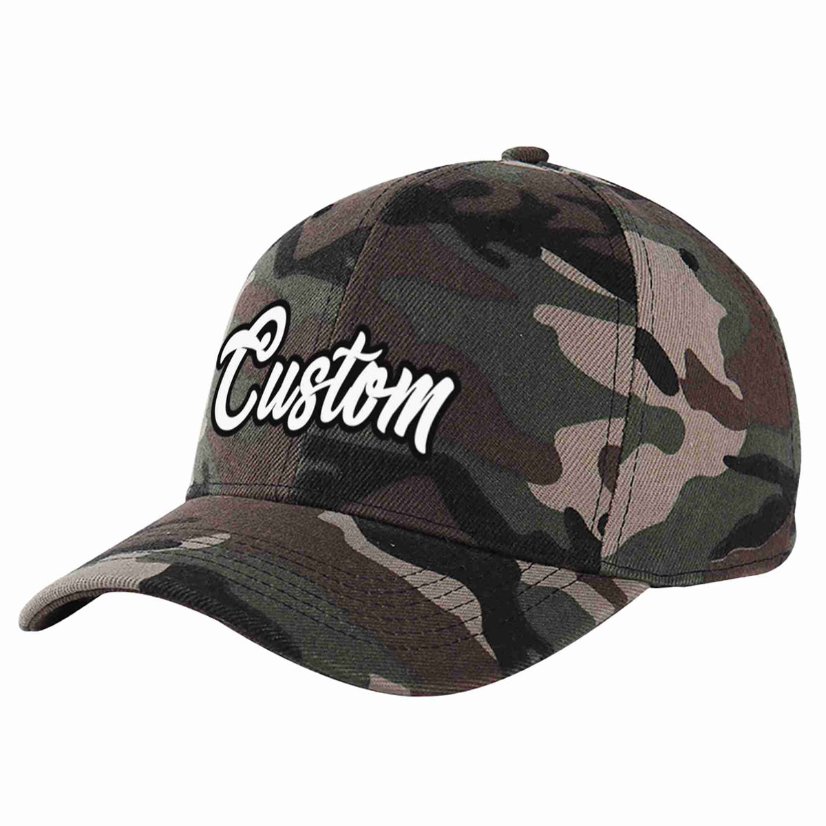 Custom Camo White-Black Curved Eaves Sport Baseball Cap Design for Men/Women/Youth