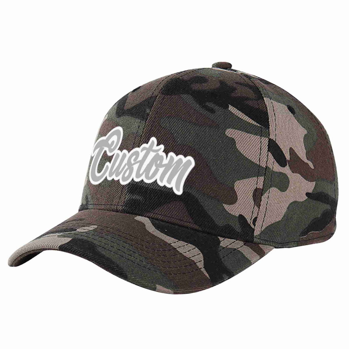 Custom Camo Gray-White Curved Eaves Sport Baseball Cap Design for Men/Women/Youth