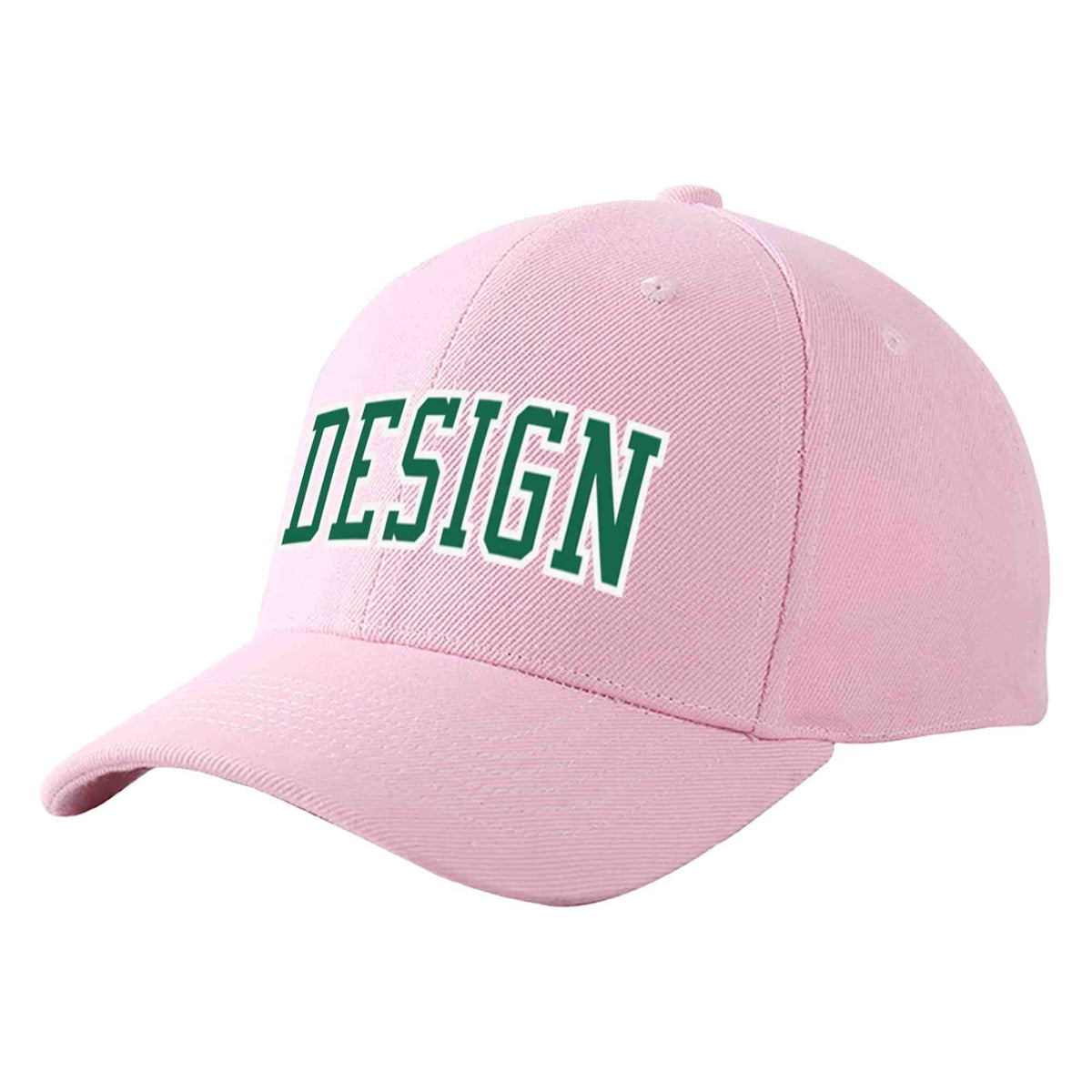 Custom Pink Kelly Green-White Curved Eaves Sport Design Baseball Cap