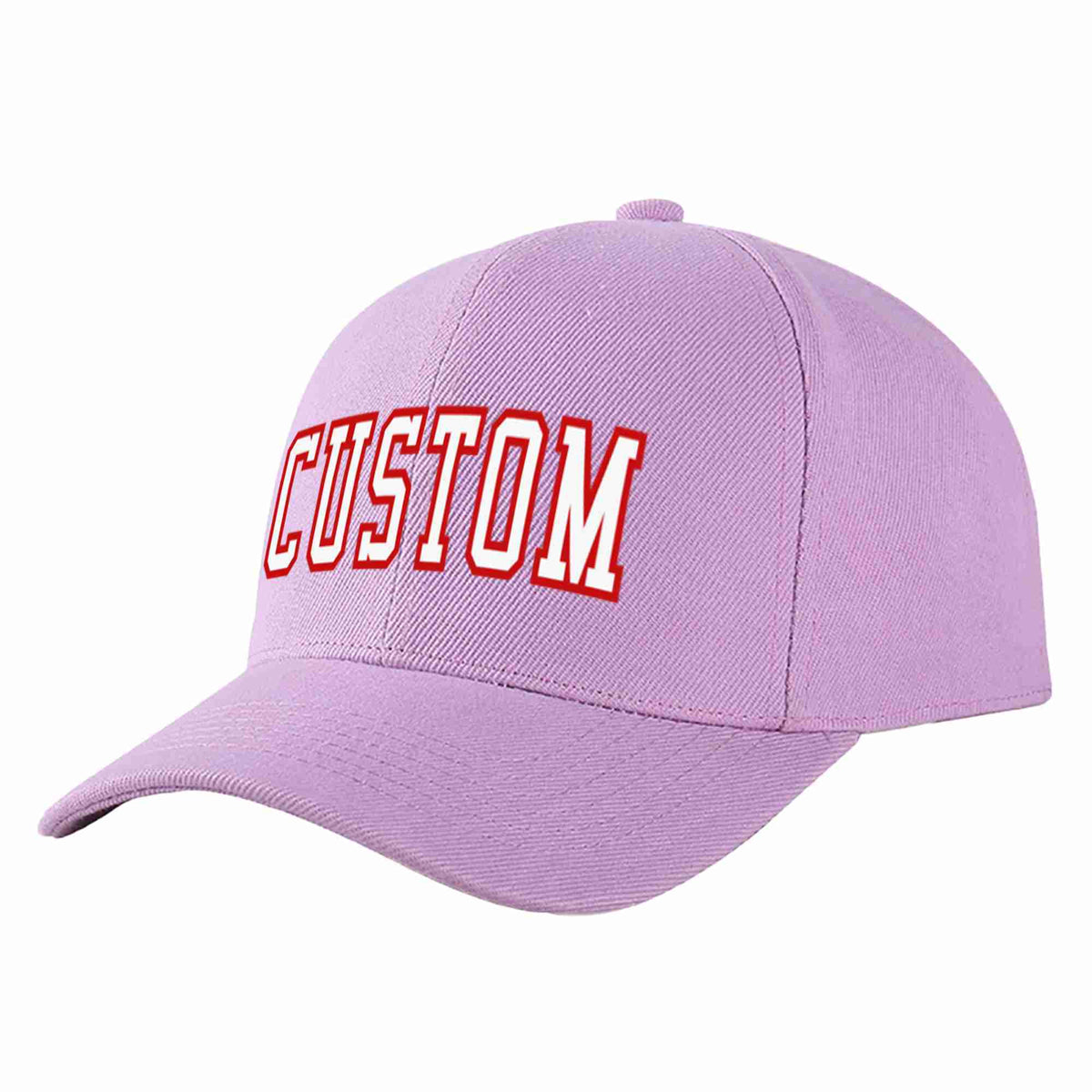 Custom Light Purple White-Red Curved Eaves Sport Baseball Cap Design for Men/Women/Youth