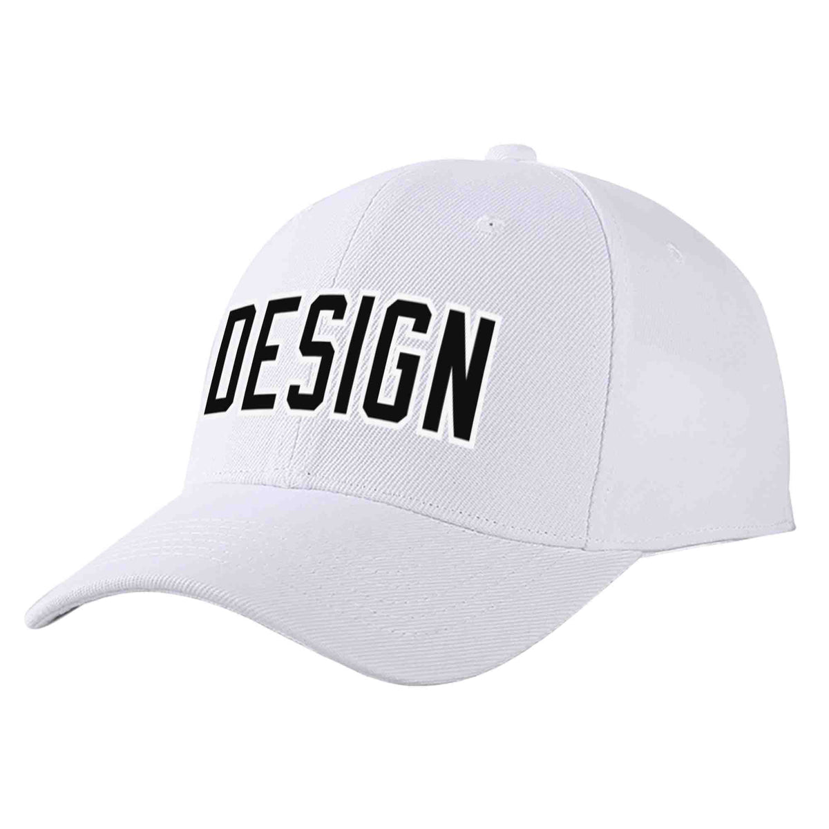 Custom White Black-White Curved Eaves Sport Design Baseball Cap