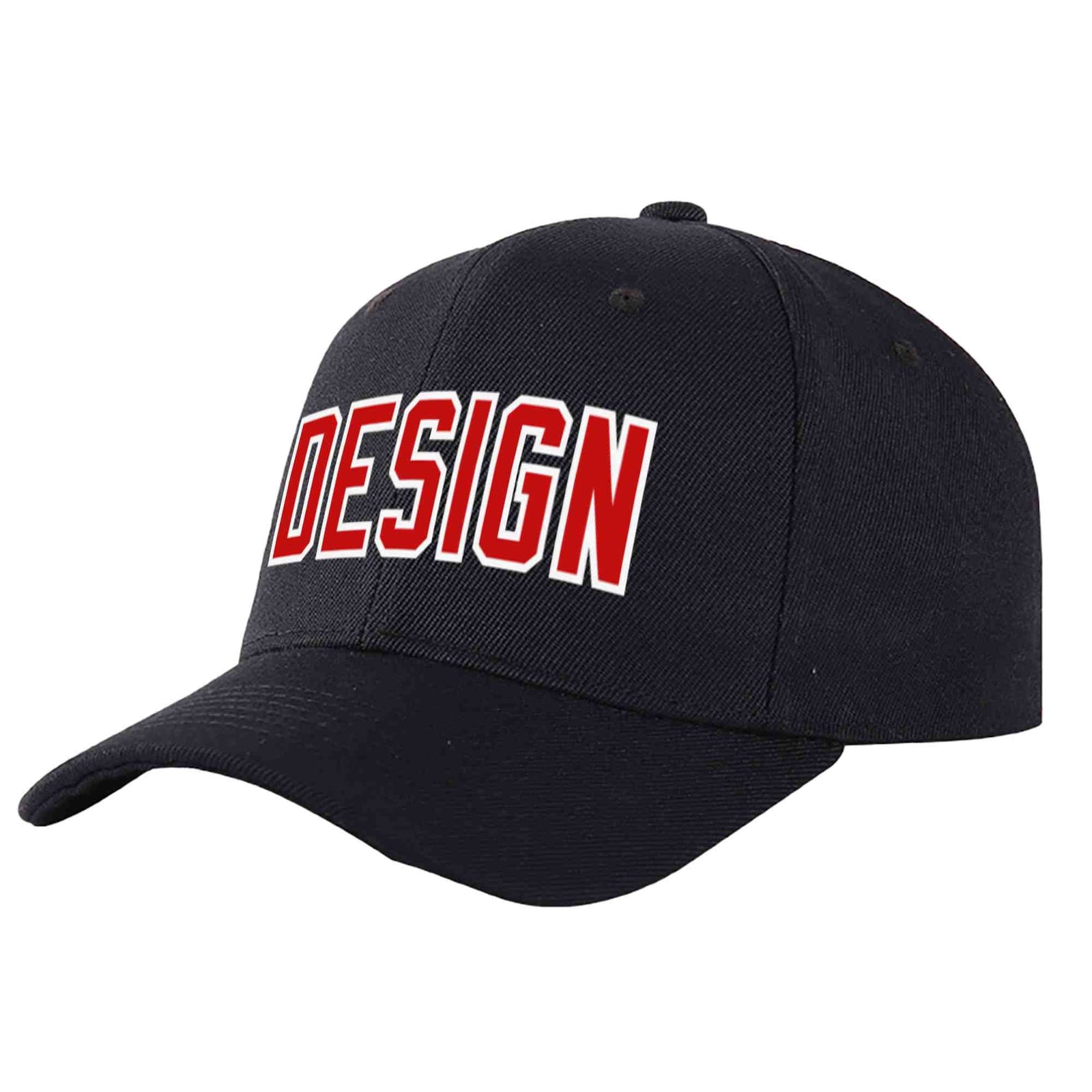 Custom Black Red-White Curved Eaves Sport Design Baseball Cap