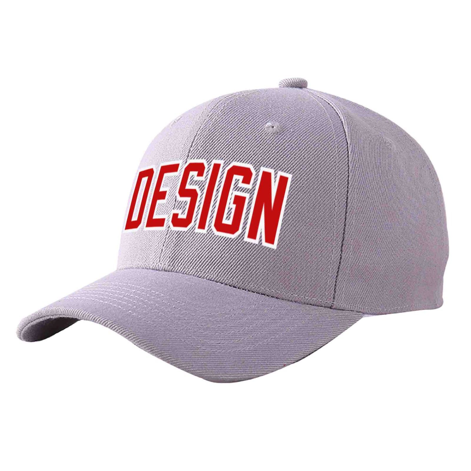 Custom Gray Red-White Curved Eaves Sport Design Baseball Cap