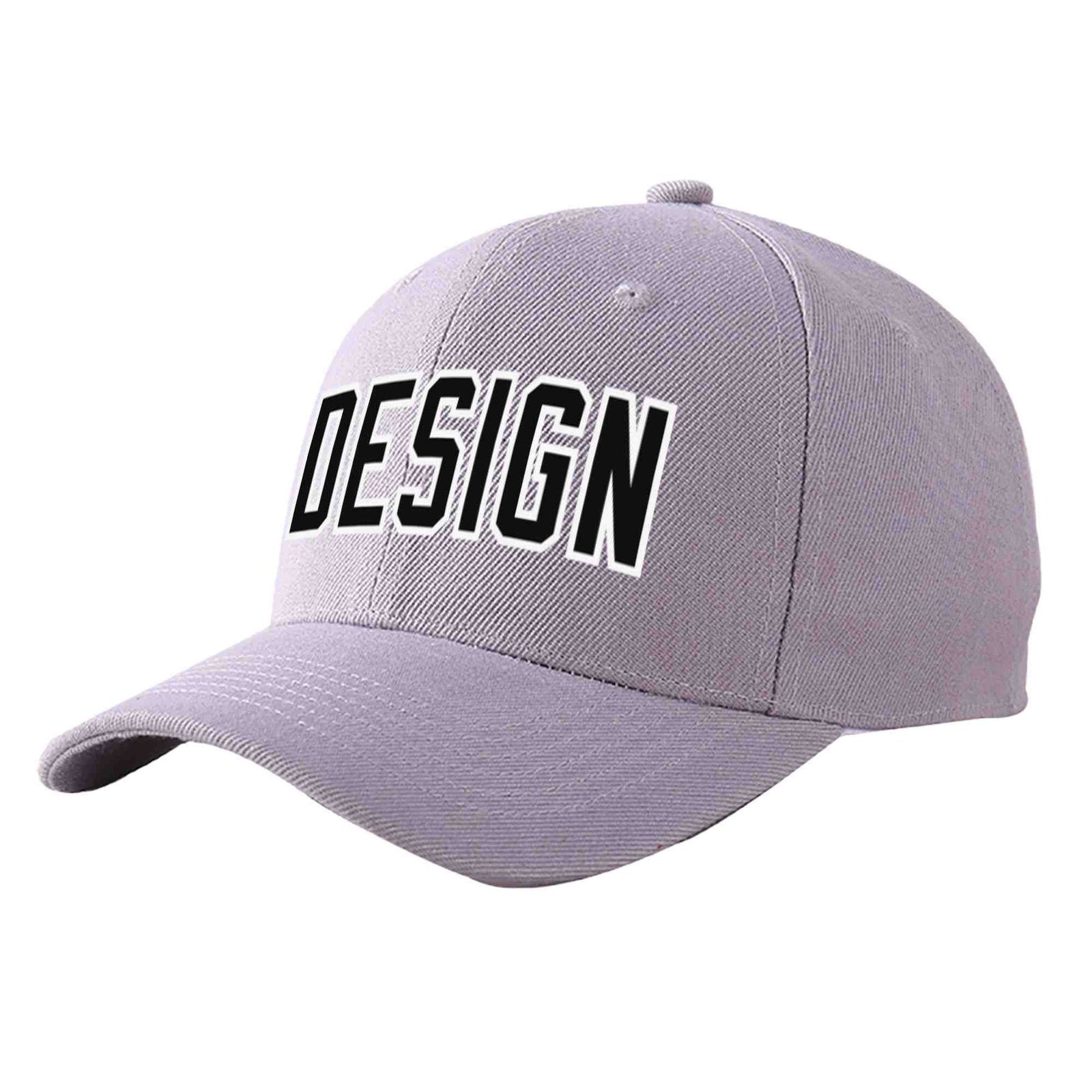 Custom Gray Black-White Curved Eaves Sport Design Baseball Cap