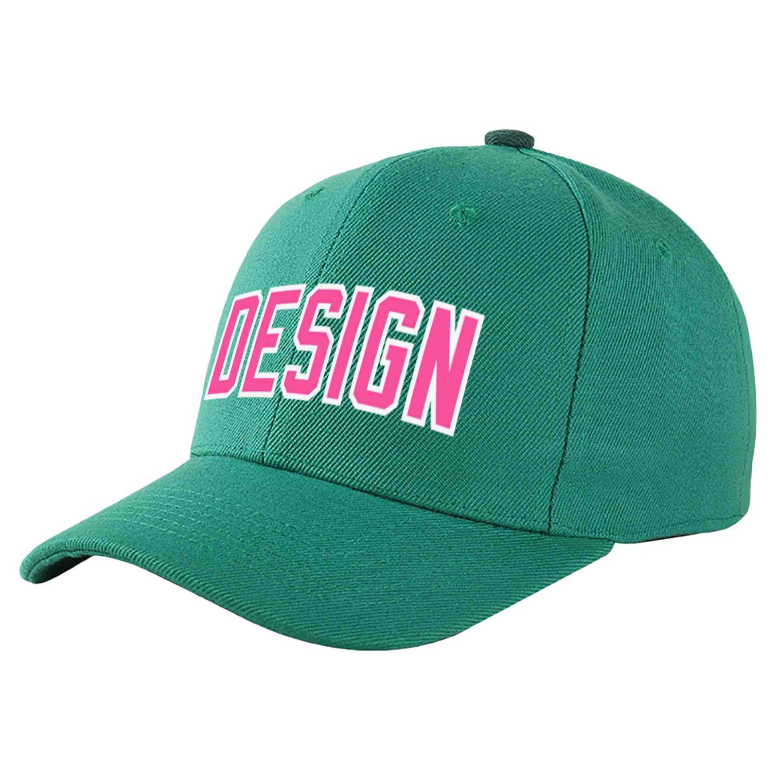 Custom Light Green Pink-White Curved Eaves Sport Design Baseball Cap