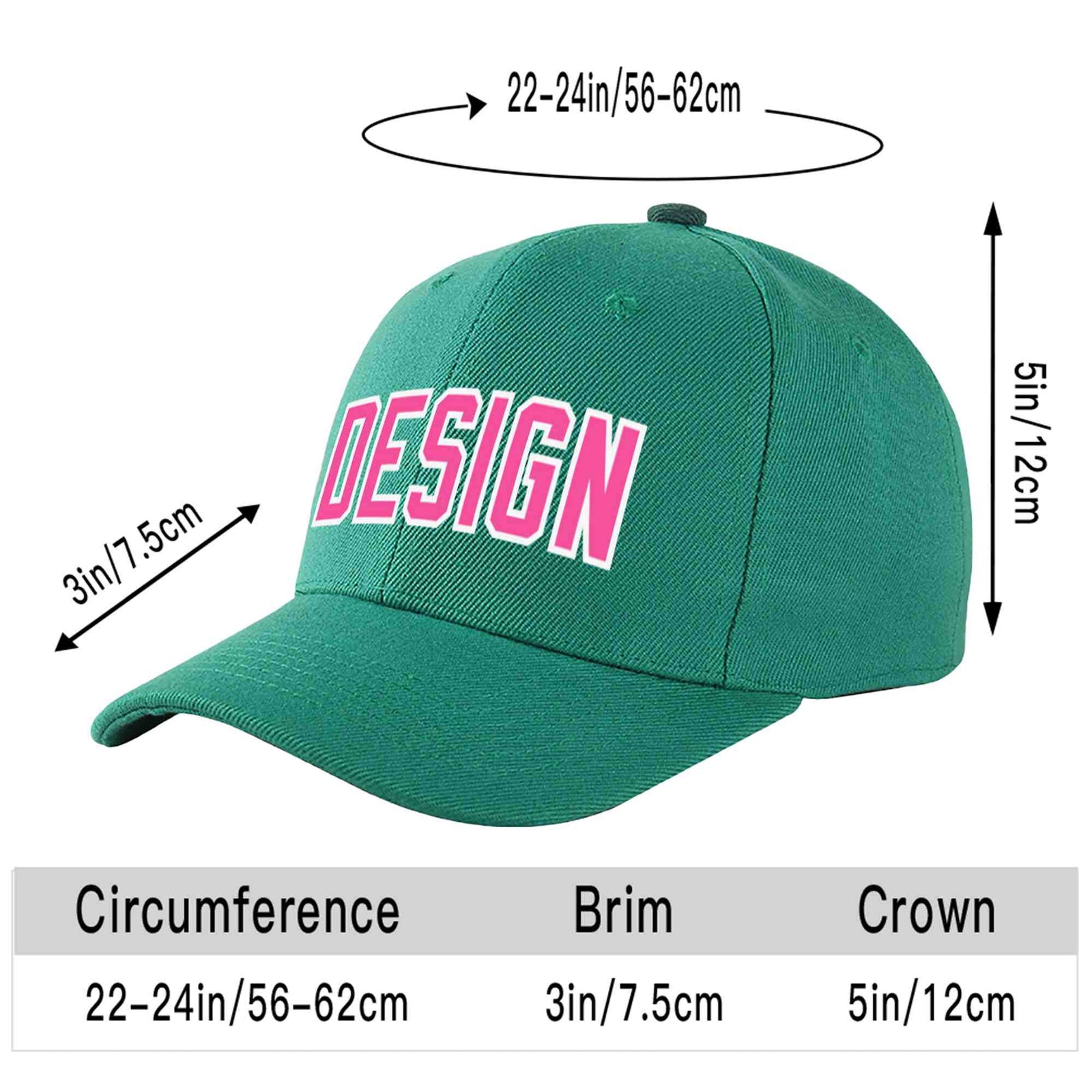 Custom Light Green Pink-White Curved Eaves Sport Design Baseball Cap