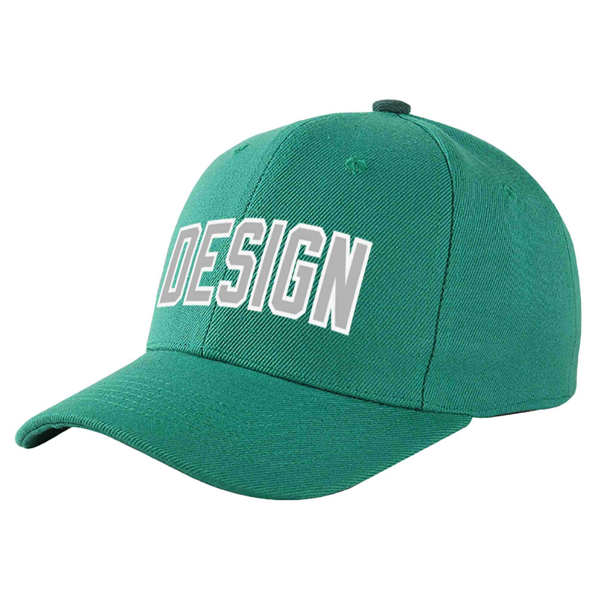 Custom Light Green White-Gray Curved Eaves Sport Design Baseball Cap
