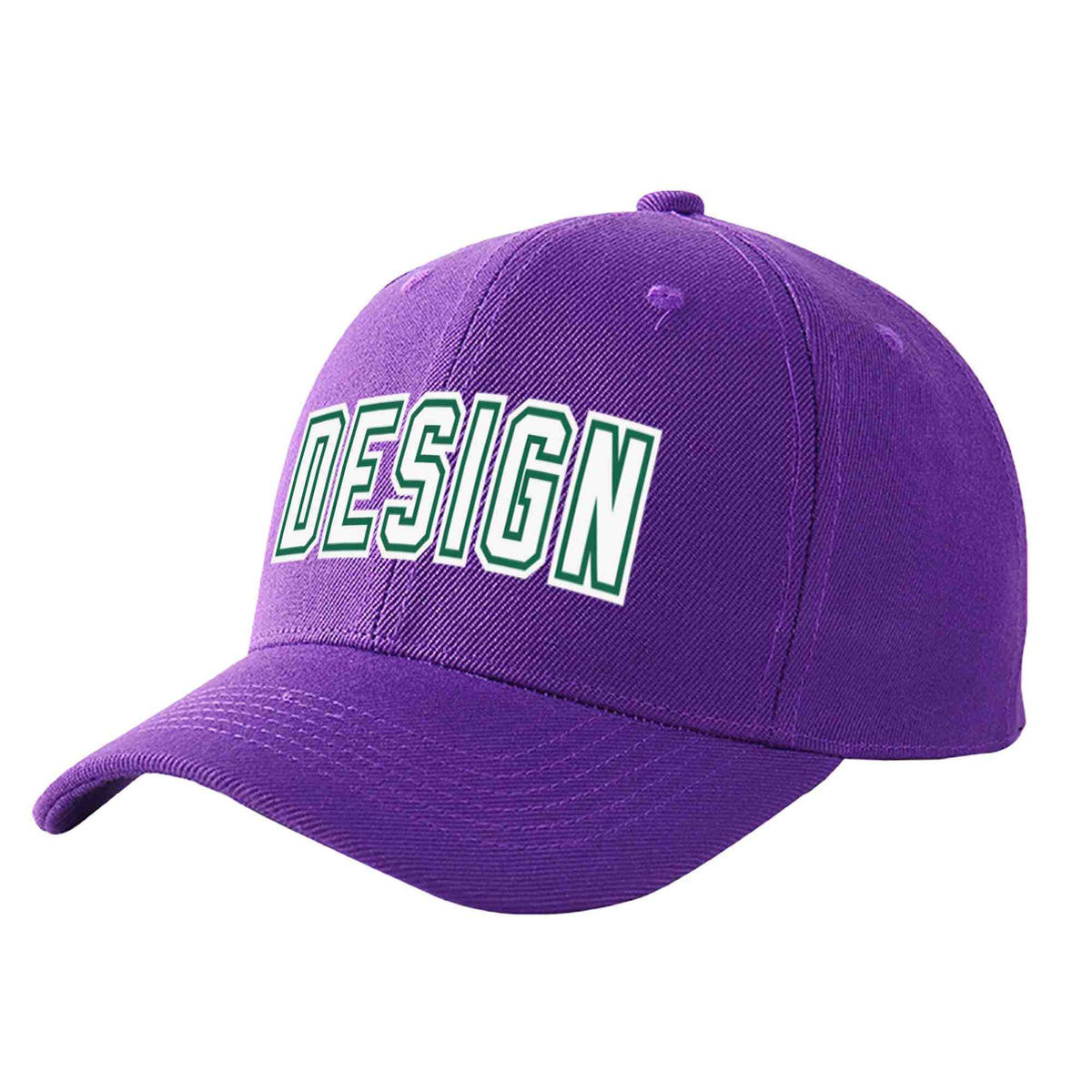 Custom Purple White-Kelly Green Curved Eaves Sport Design Baseball Cap