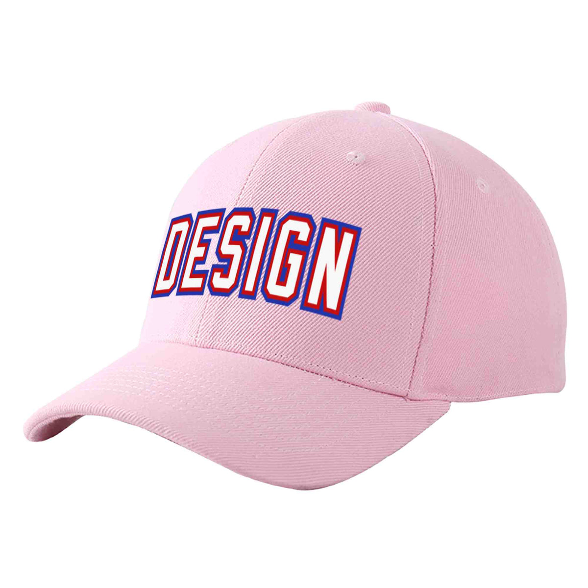 Custom Pink White-Red Curved Eaves Sport Design Baseball Cap