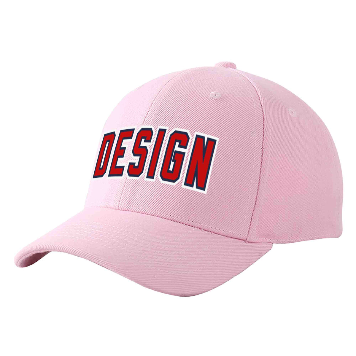 Custom Pink Red-Navy Curved Eaves Sport Design Baseball Cap