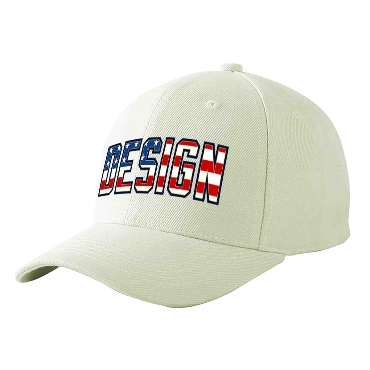 Custom Cream Vintage USA Flag-Gold Curved Eaves Sport Design Baseball Cap