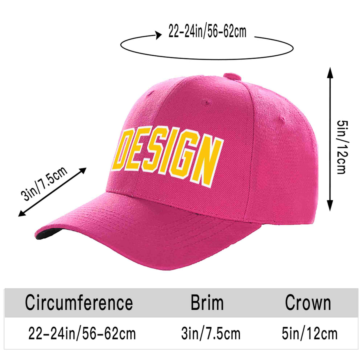 Custom Rose Red Gold-White Curved Eaves Sport Design Baseball Cap