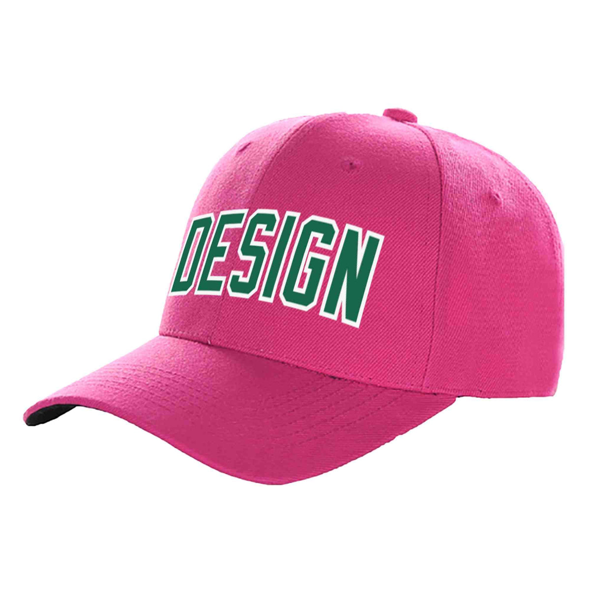 Custom Rose Red Kelly Green-White Curved Eaves Sport Design Baseball Cap