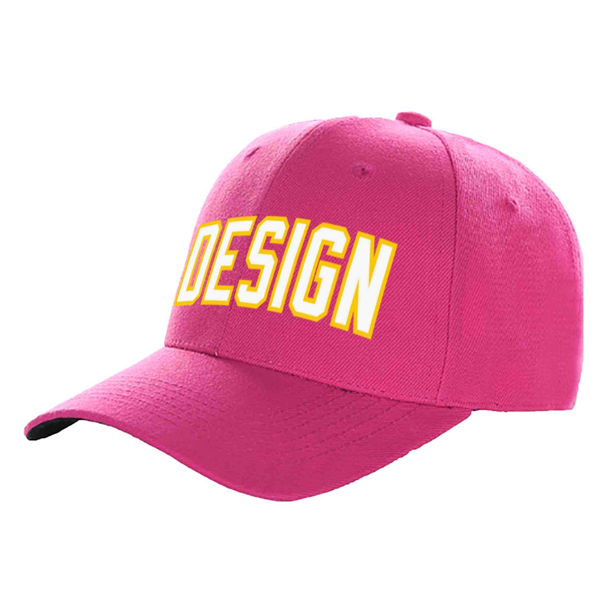 Custom Rose Red White-Gold Curved Eaves Sport Design Baseball Cap