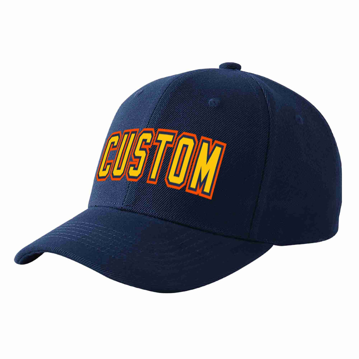 Custom Navy Gold-Navy Curved Eaves Sport Baseball Cap Design for Men/Women/Youth