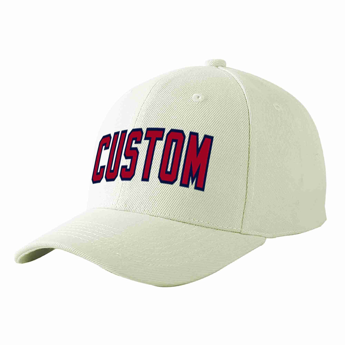 Custom Cream Red-Navy Curved Eaves Sport Baseball Cap Design for Men/Women/Youth