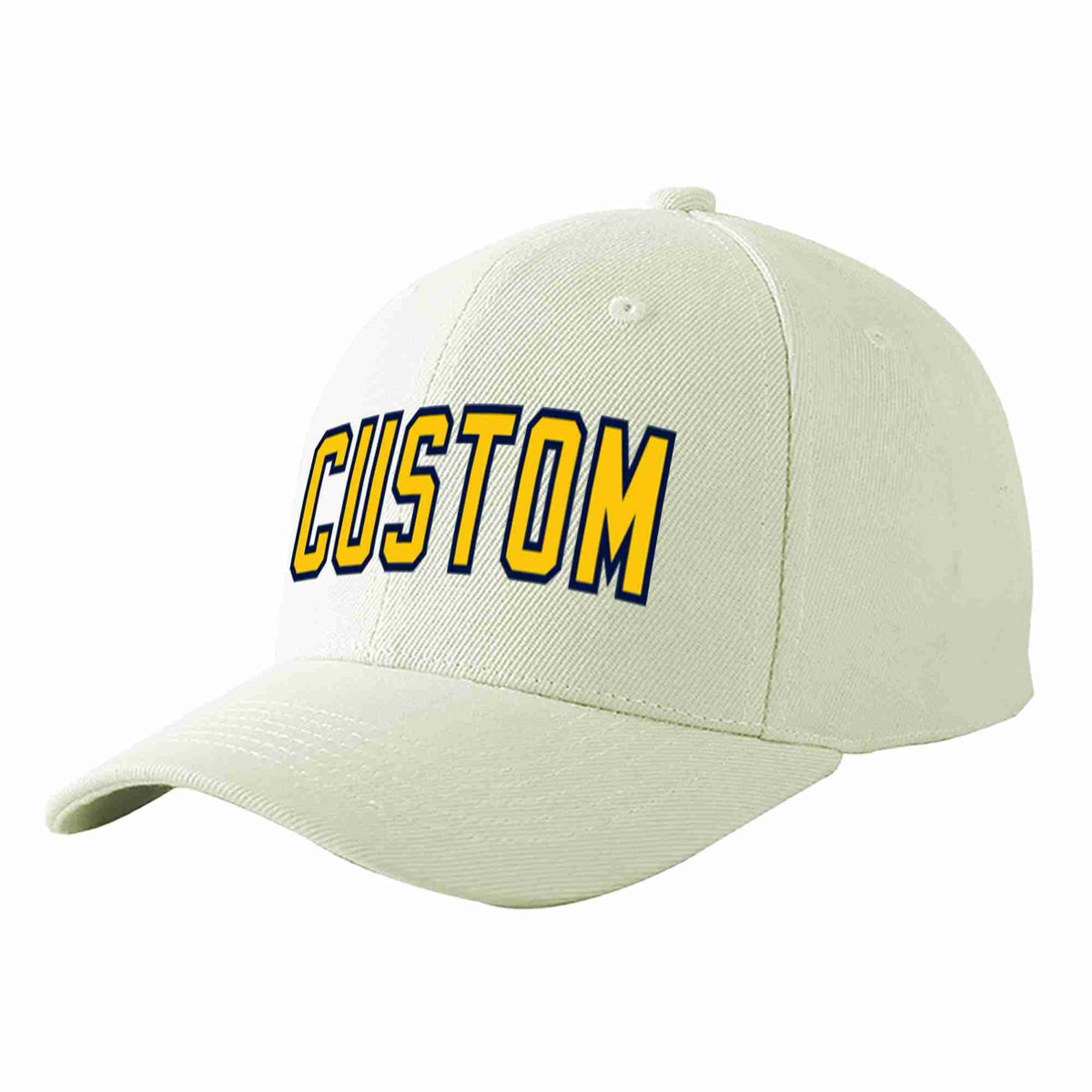 Custom Cream Gold-Navy Curved Eaves Sport Baseball Cap Design for Men/Women/Youth