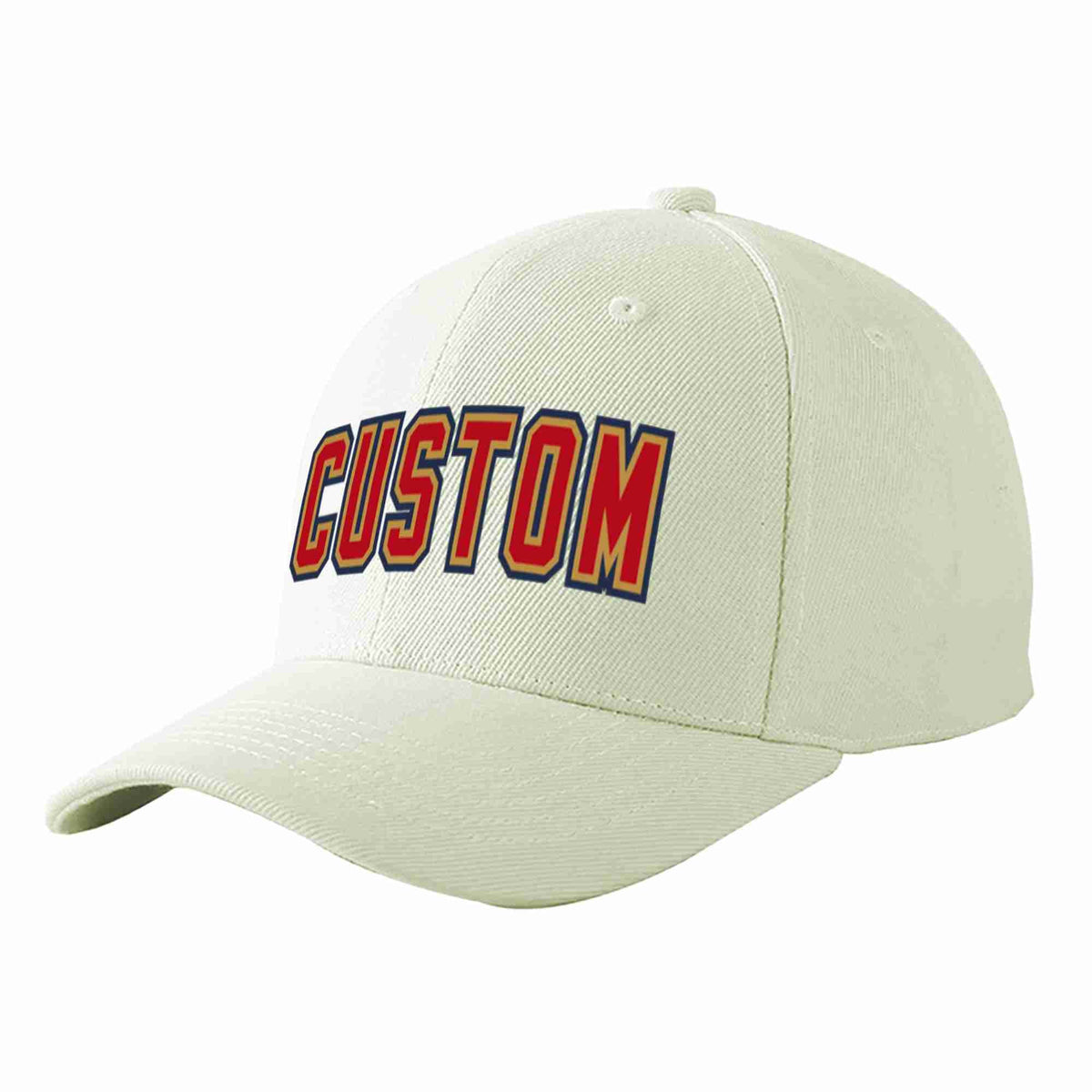 Custom Cream Red-Old Gold Curved Eaves Sport Baseball Cap Design for Men/Women/Youth