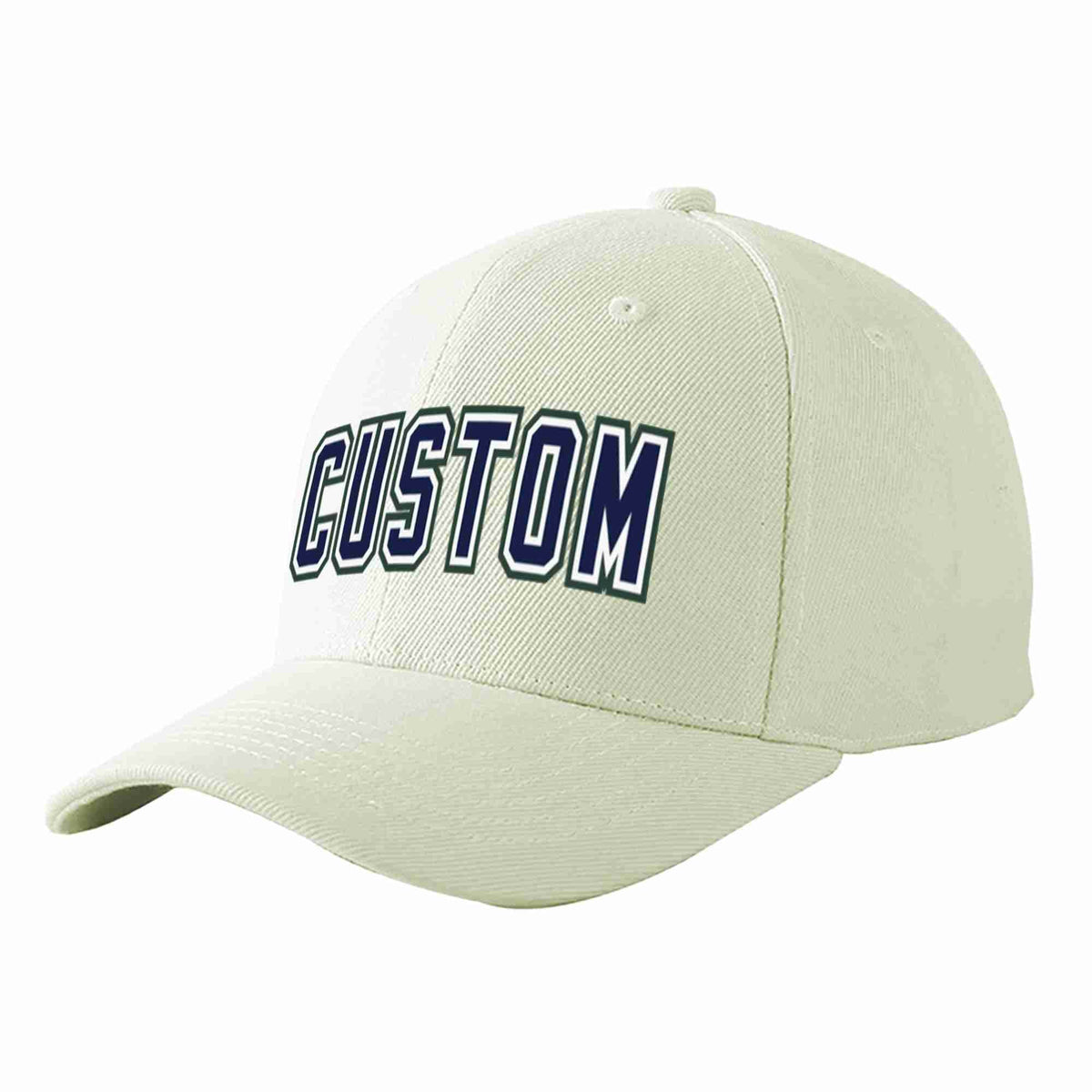 Custom Cream Navy-White Curved Eaves Sport Baseball Cap Design for Men/Women/Youth
