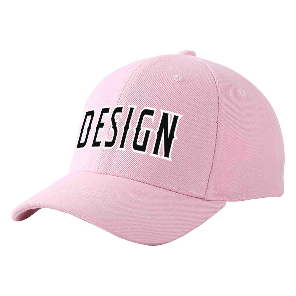 Custom Pink Black-White Curved Eaves Sport Design Baseball Cap