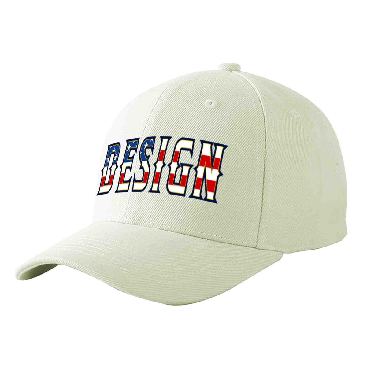 Custom Cream Vintage USA Flag-Gold Curved Eaves Sport Design Baseball Cap