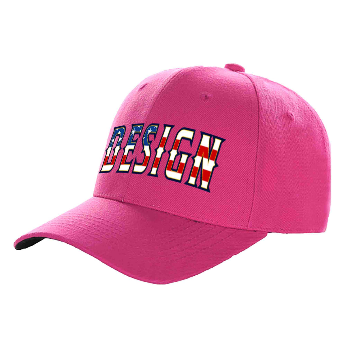 Custom Rose Red Vintage USA Flag-Gold Curved Eaves Sport Design Baseball Cap