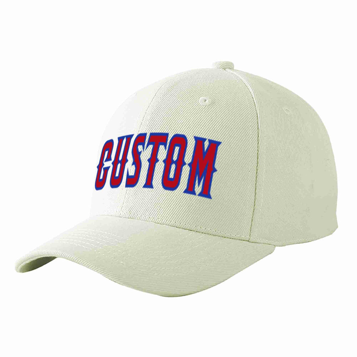 Custom Cream Red-Royal Curved Eaves Sport Baseball Cap Design for Men/Women/Youth