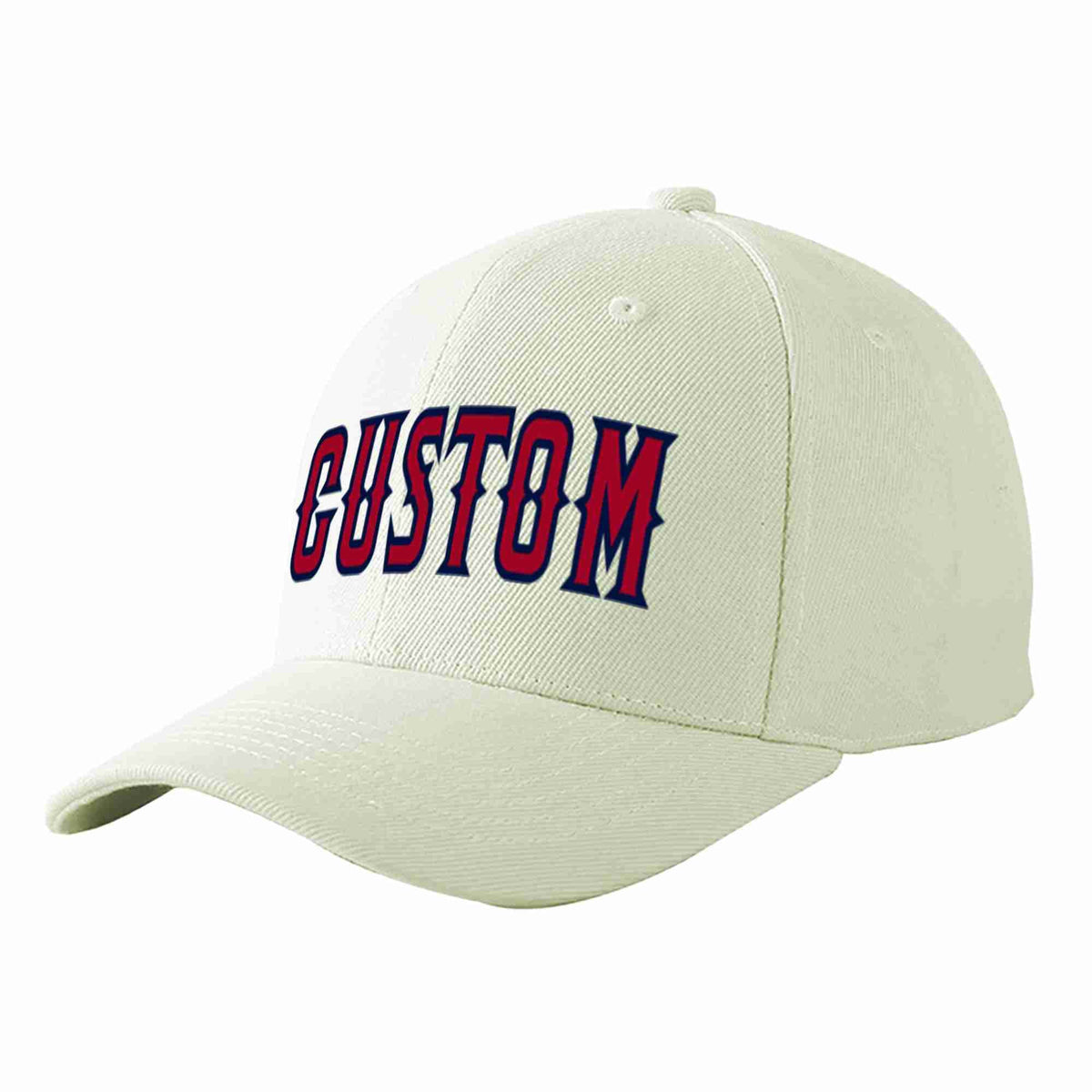 Custom Cream Red-Navy Curved Eaves Sport Baseball Cap Design for Men/Women/Youth