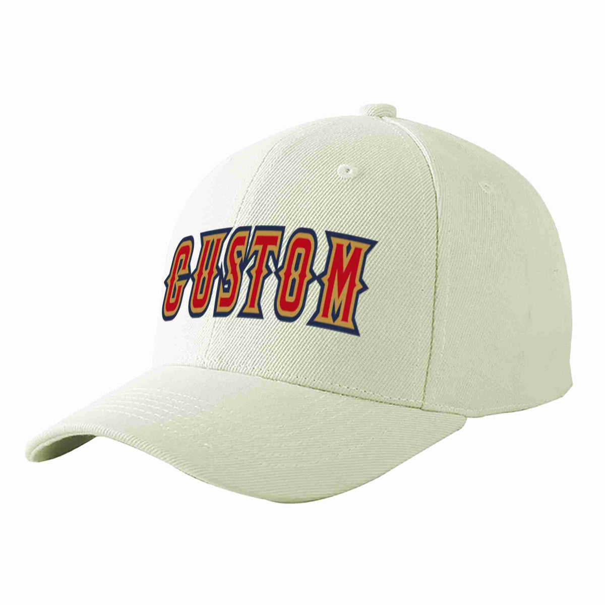 Custom Cream Red-Old Gold Curved Eaves Sport Baseball Cap Design for Men/Women/Youth