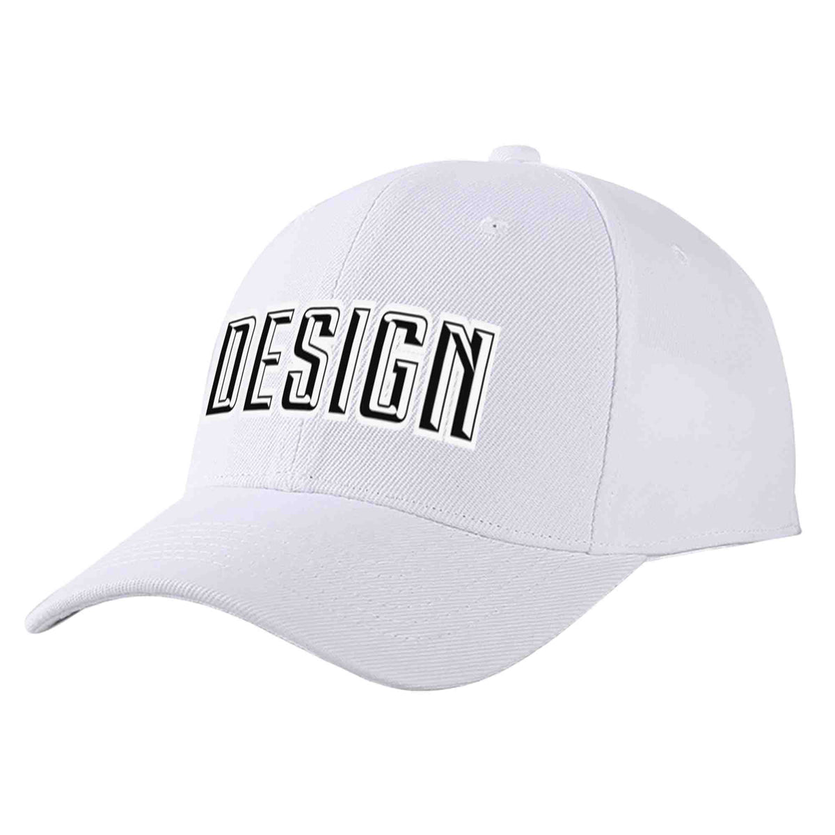 Custom White Black-White Curved Eaves Sport Design Baseball Cap