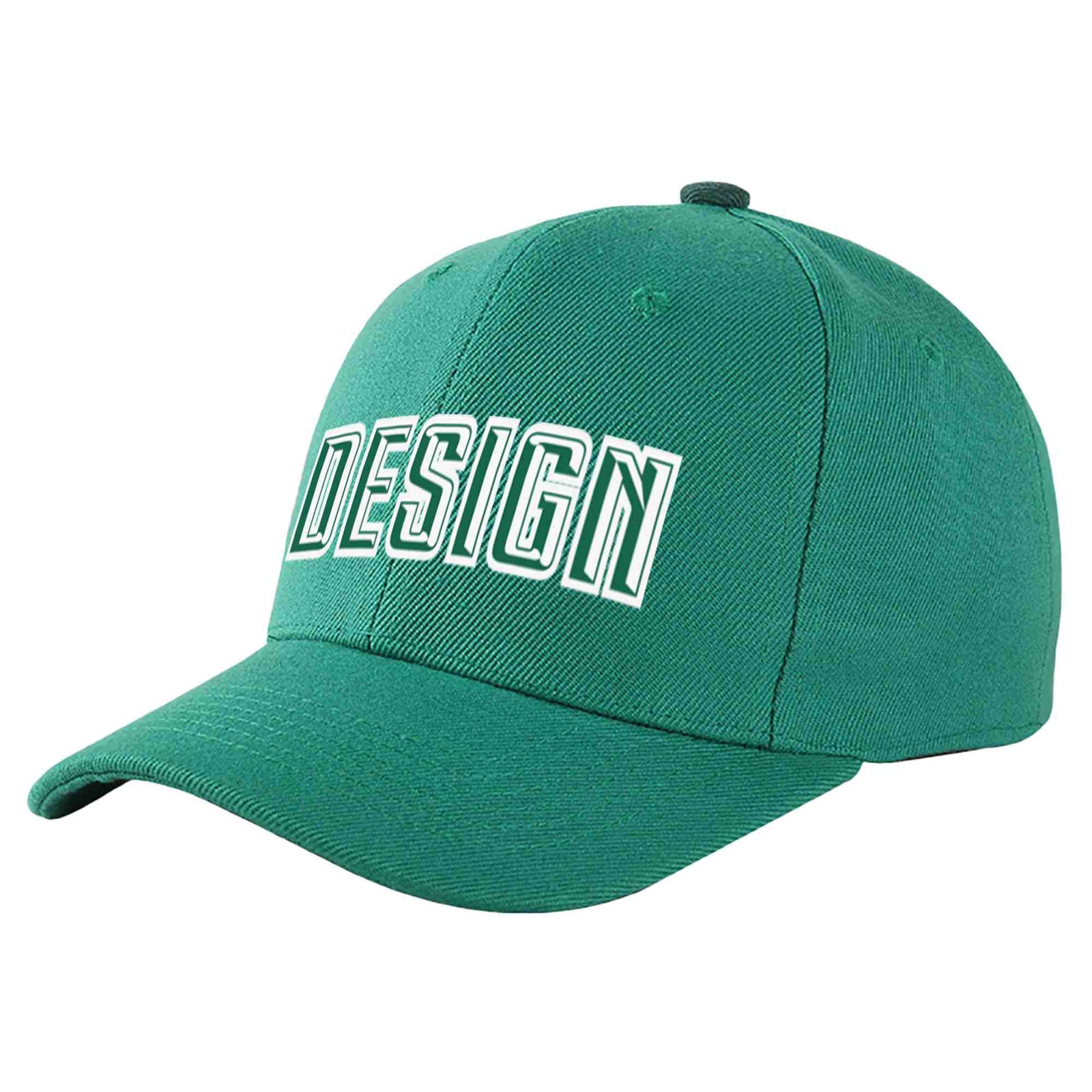Custom Light Green Kelly Green-White Curved Eaves Sport Design Baseball Cap
