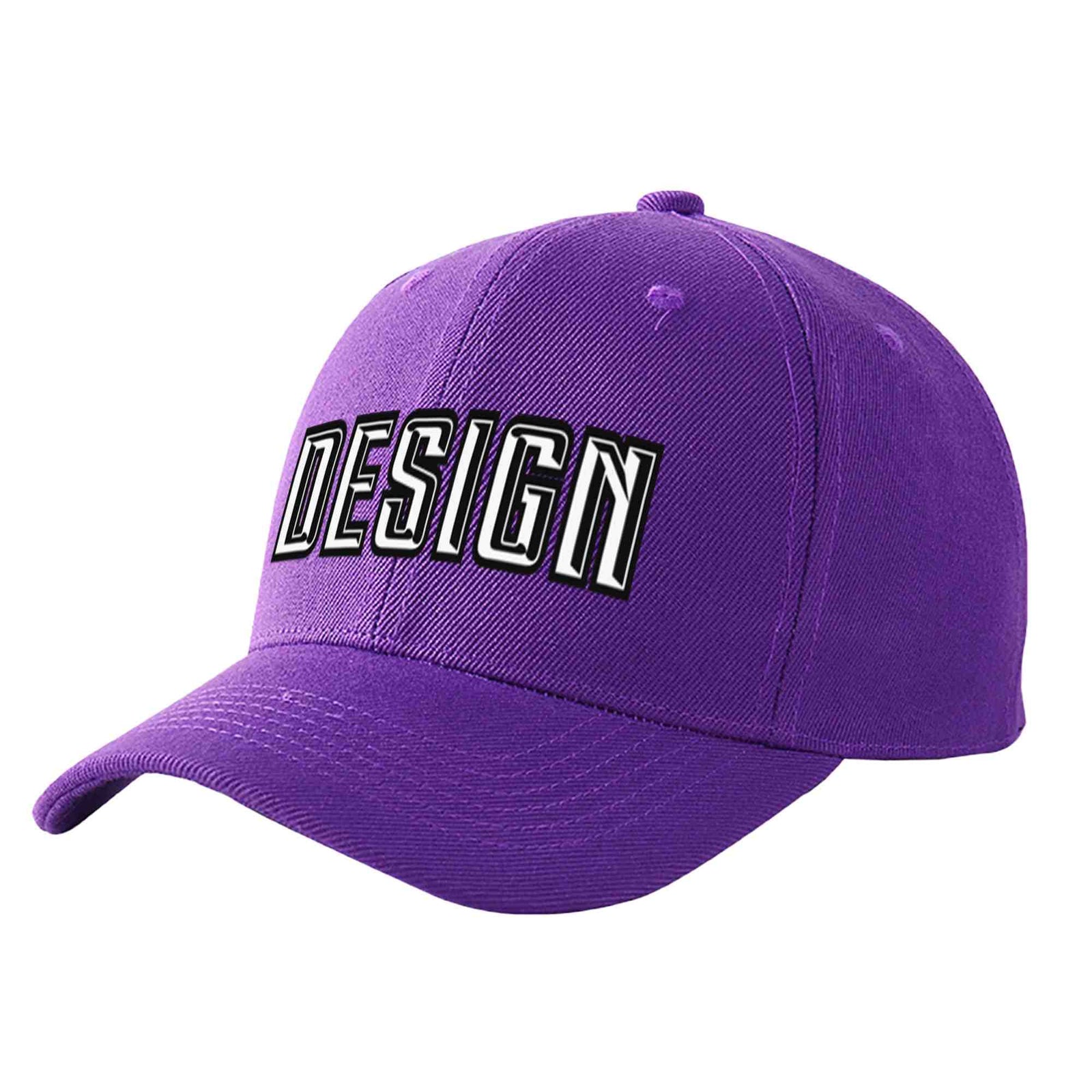 Custom Purple White-Black Curved Eaves Sport Design Baseball Cap