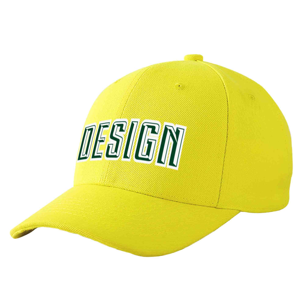 Custom Yellow Green-White Curved Eaves Sport Design Baseball Cap