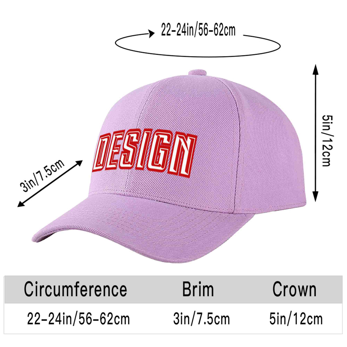 Custom Light Purple White-Red Curved Eaves Sport Design Baseball Cap