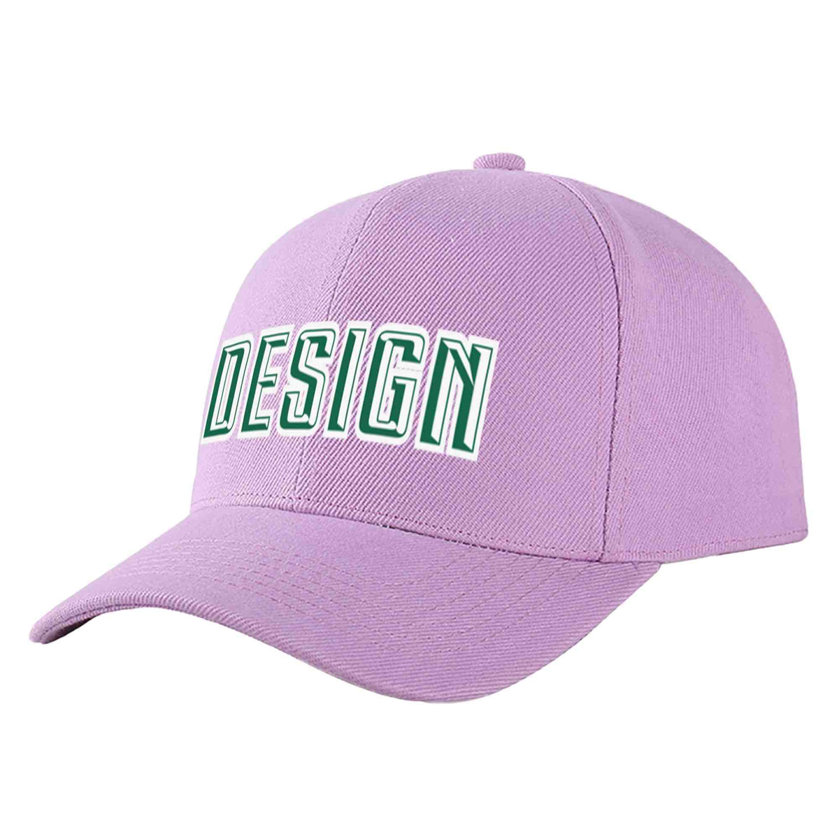 Custom Light Purple Kelly Green-White Curved Eaves Sport Design Baseball Cap