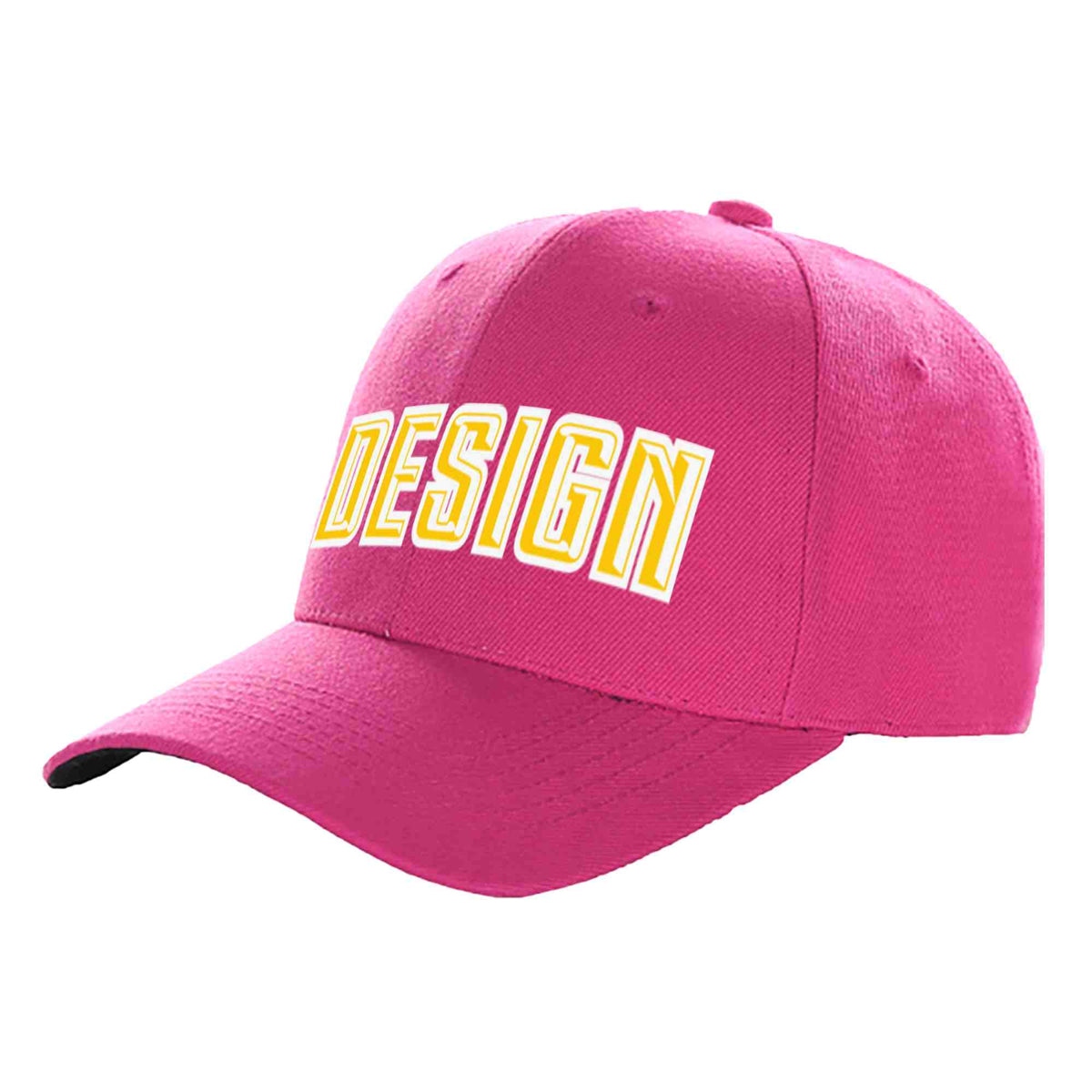Custom Rose Red Gold-White Curved Eaves Sport Design Baseball Cap