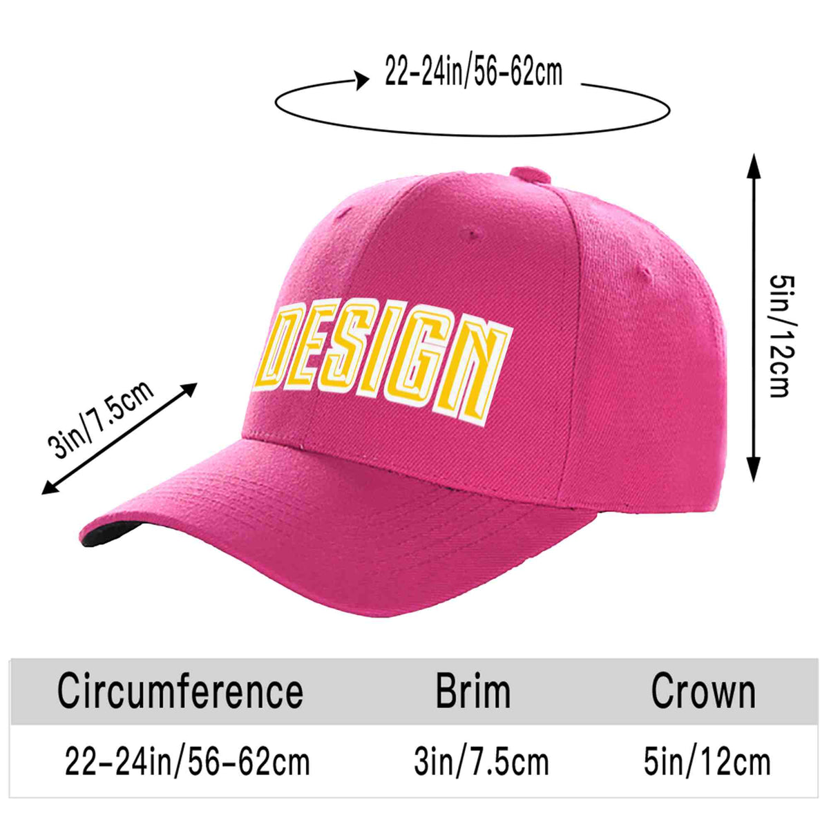 Custom Rose Red Gold-White Curved Eaves Sport Design Baseball Cap